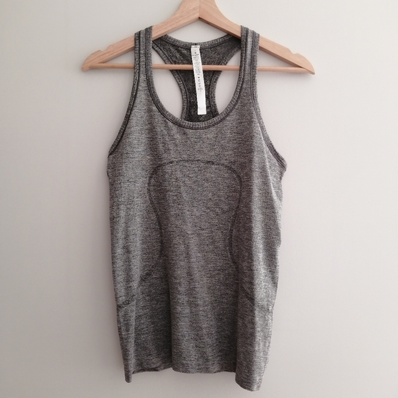 Lululemon Swiftly Tech Sparkle Tank Top Heathered Gray Black w Silver Metallic 6 - Picture 3 of 15